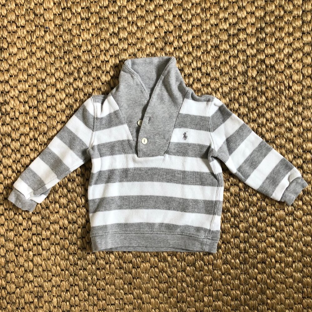Ralph Lauren Boys 24M Cowlneck sweatshirt / sweater - Grey and White